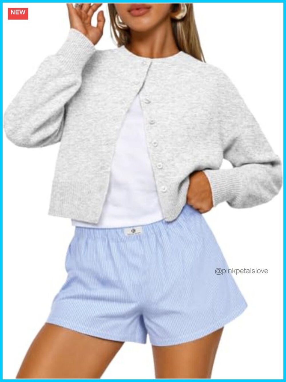 Cropped Cardigan Sweater Women's Soft Knit Button Front Lightweight Layering